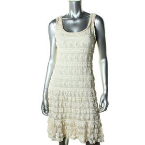 Studio M Beige Lace Sleeveless Knee-Length Casual Dress Fit n Flare S $118